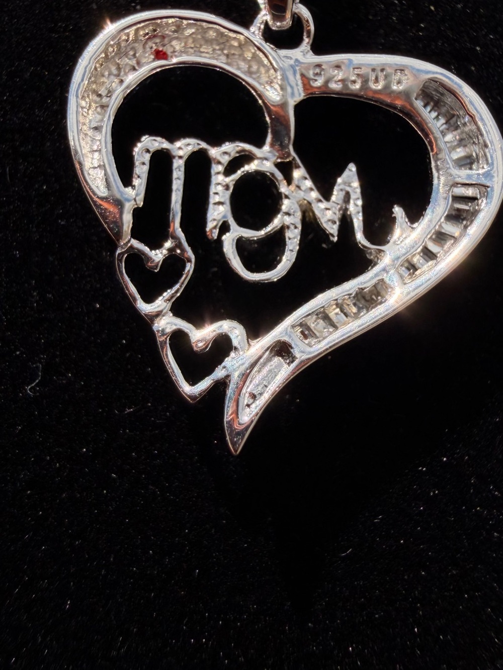 Diamond Mom Heart Necklace 0.12 CTW 14K White Gold Over Sterling 18” - Picture 6 of 10